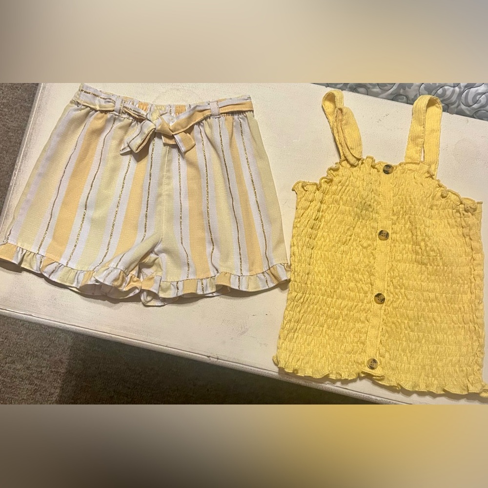 Yellow and White Striped Kids Matching Set